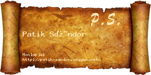 Patik Sándor névjegykártya